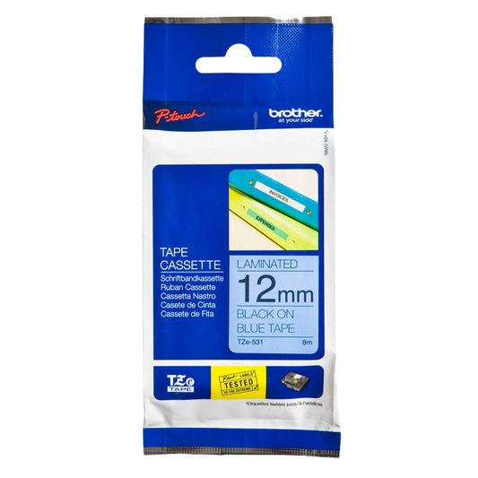 brother Schriftband TZe-531 , 12 mm schwarz auf blau | TZE531