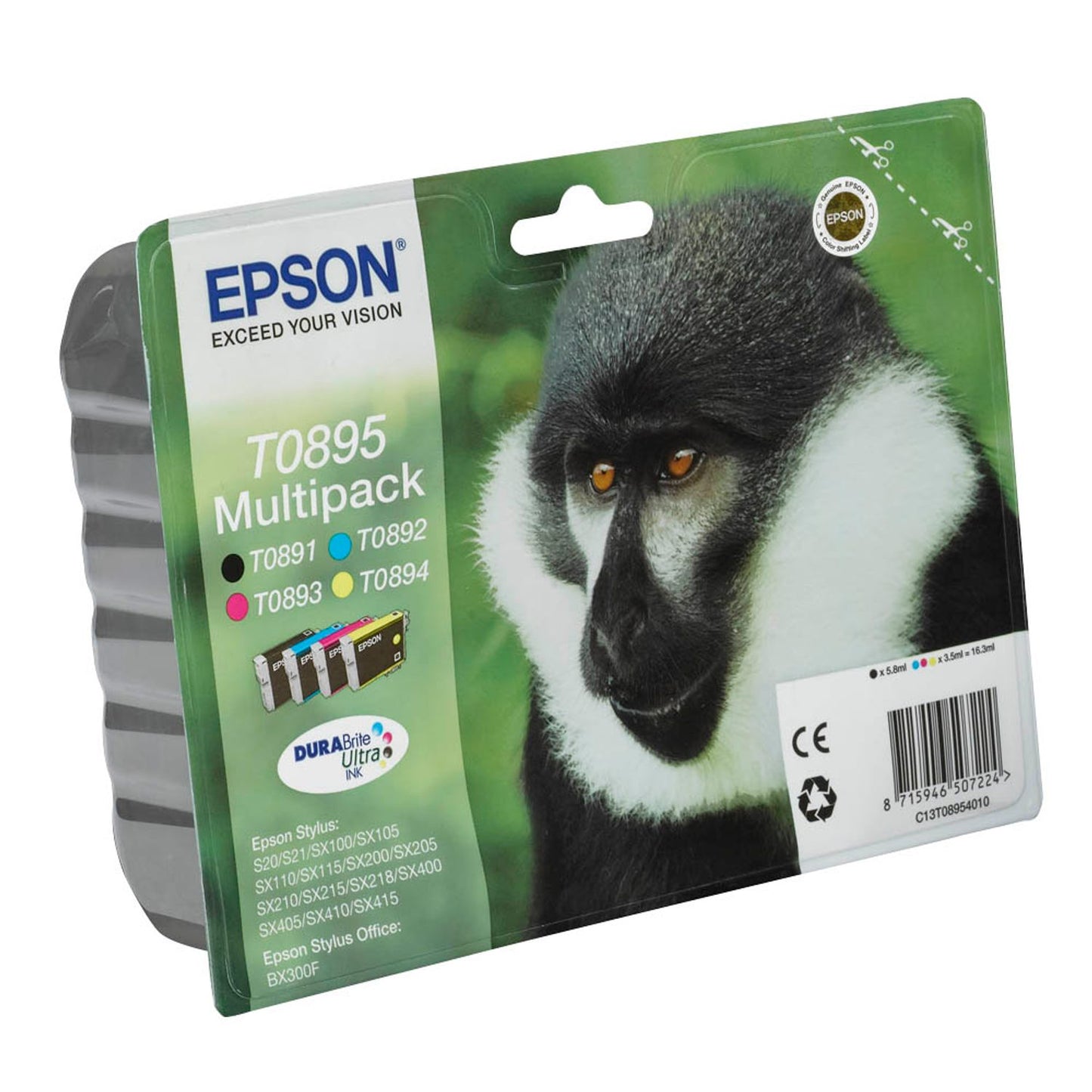 EPSON T0895 schwarz, cyan, magenta, gelb Druckerpatronen, 4er-Set | C13T08954010 | 1 Pack = 4 St.