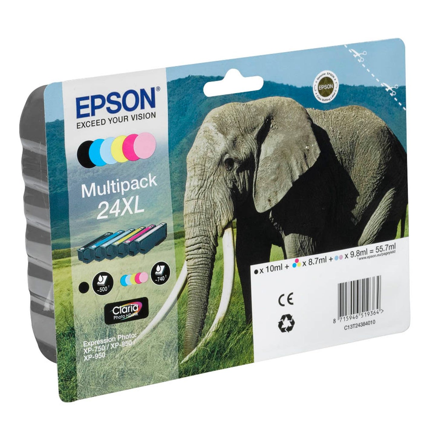 EPSON 24XL / T2438XL schwarz, cyan, magenta, gelb, light cyan, light magenta Druckerpatronen, 6er-Set | C13T24384011 | 1 Pack = 6 St.