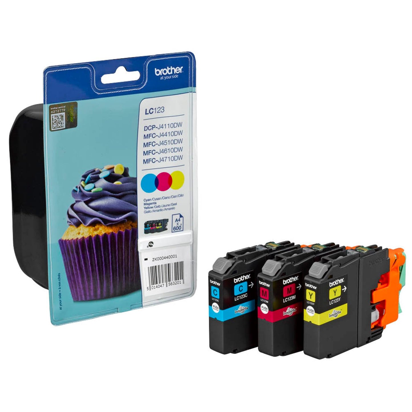 brother LC-123C/M/Y cyan, magenta, gelb Druckerpatronen, 3er-Set | LC123RBWBP | 1 Pack = 3 St.