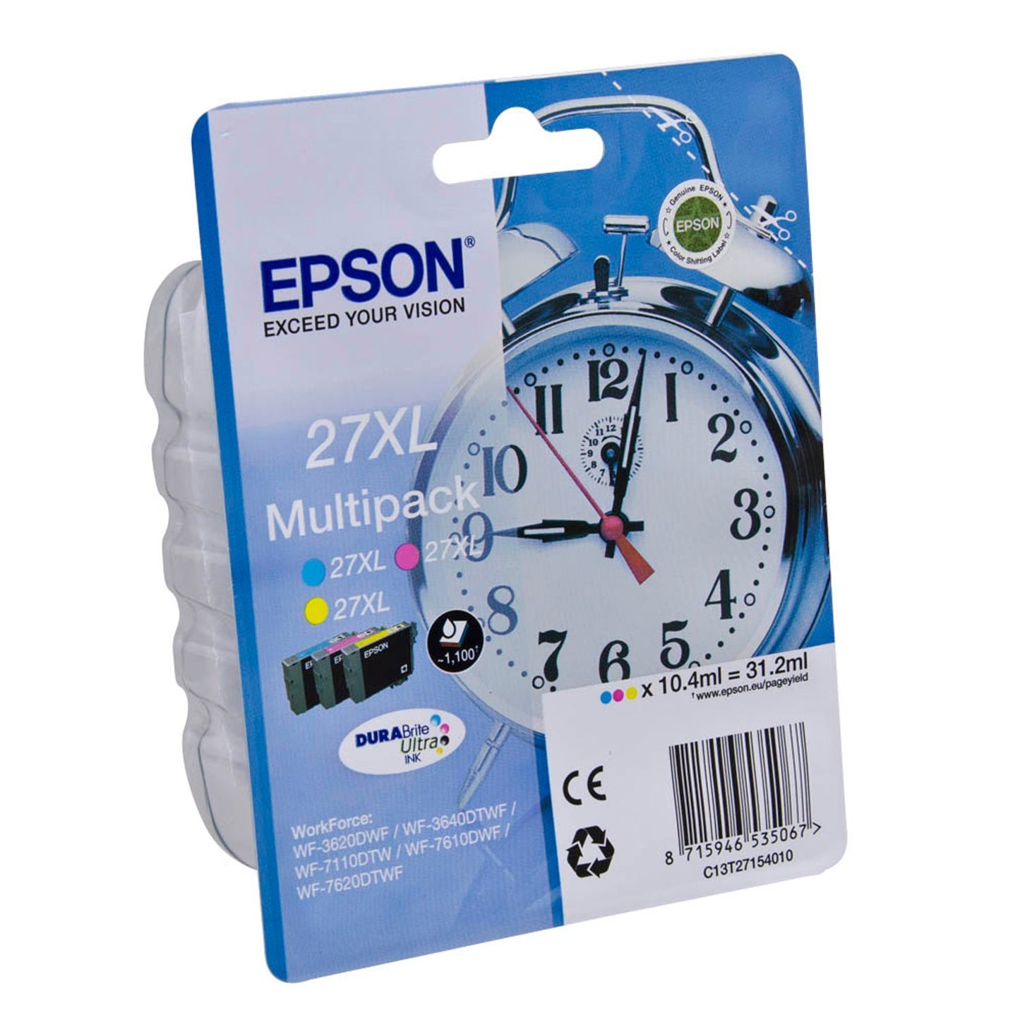 EPSON 27XL / T2715XL cyan, magenta, gelb Druckerpatronen, 3er-Set | C13T27154012 | 1 Pack = 3 St.