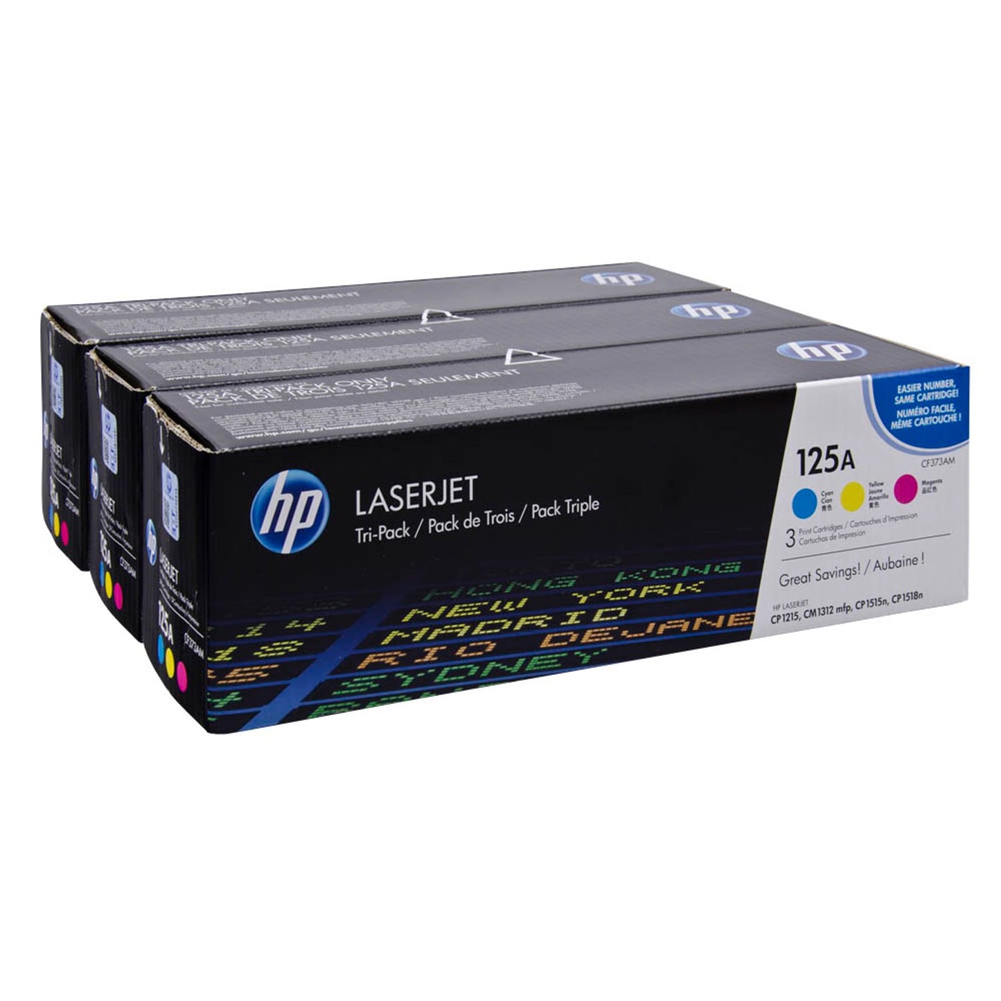 HP 125A () cyan, magenta, gelb Tonerkartuschen, 3er-Set | CF373AM | 1 Pack = 3 St.
