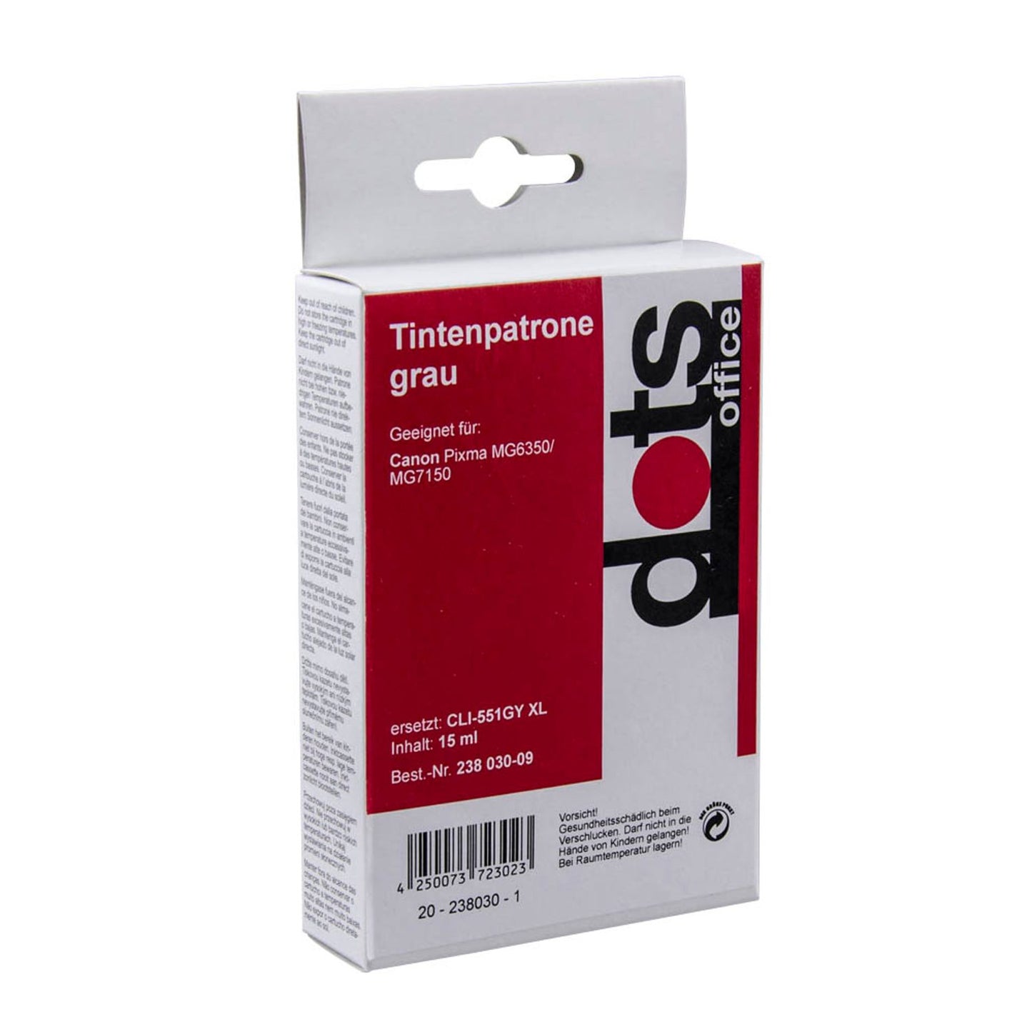 dots grau Druckerpatrone kompatibel zu Canon CLI-551 XL GY | 1519,0041-DOTS