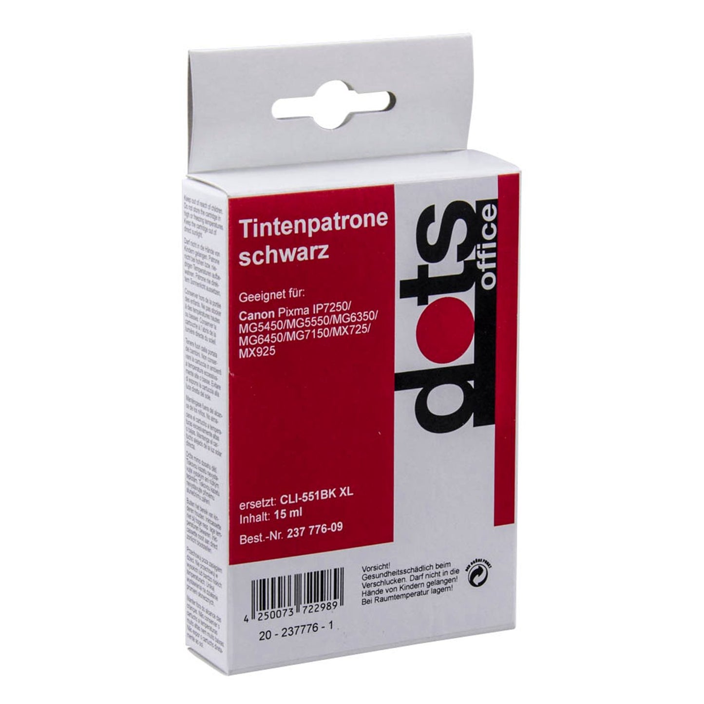 dots schwarz Druckerpatrone kompatibel zu Canon CLI-551 XL BK | 1520,0001-DOTS