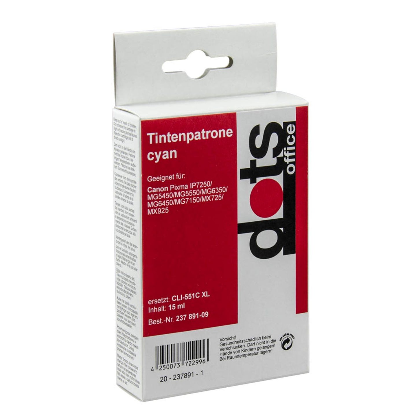 dots cyan Druckerpatrone kompatibel zu Canon CLI-551 XL C | 1519,0003-DOTS