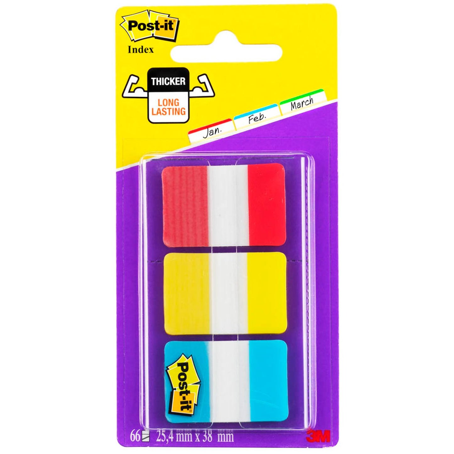 Post-it® Index Strong Haftmarker farbsortiert 3x 22 Streifen | 686-RYB | 1 Pack = 3x 22 Streifen