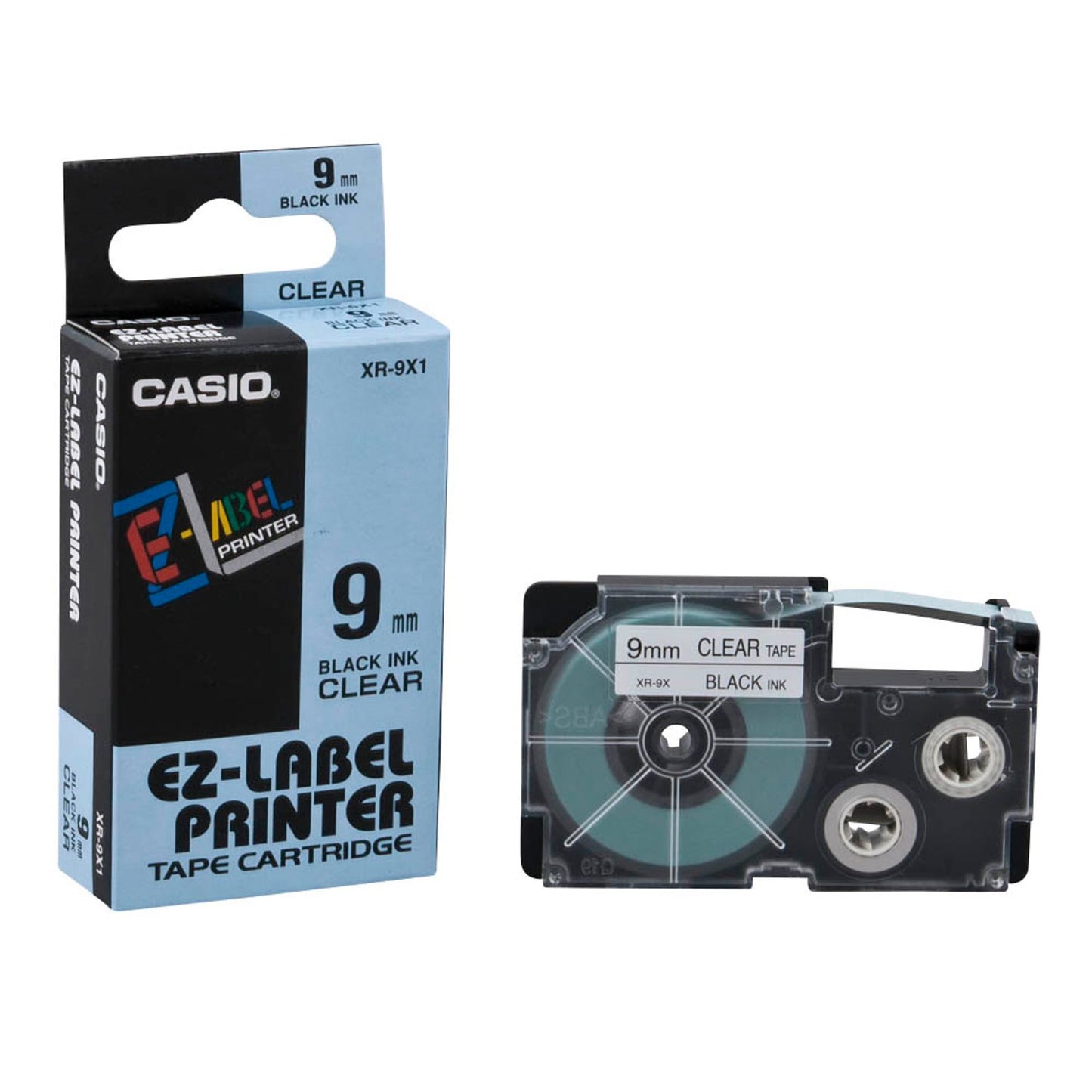 CASIO Schriftband XR-9X , 9 mm schwarz auf transparent | XR-9X1