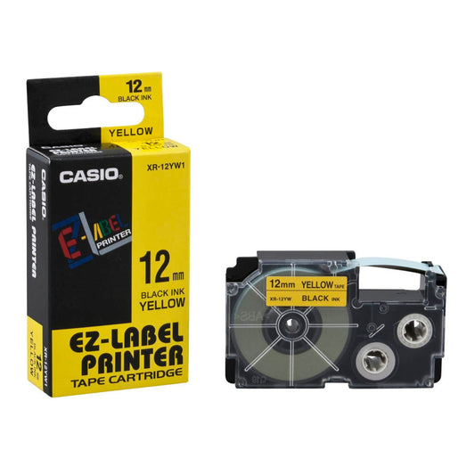 CASIO Schriftband XR-12YW , 12 mm schwarz auf gelb | XR-12YW1