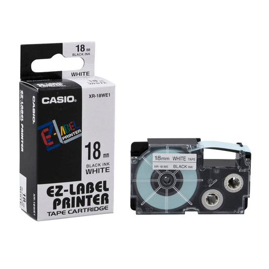 CASIO Schriftband XR-18WE , 18 mm schwarz auf weiß | XR-18WE1