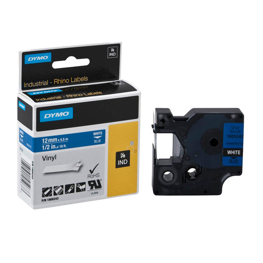 DYMO Schriftband RHINO , 12 mm weiß auf blau | 1805243