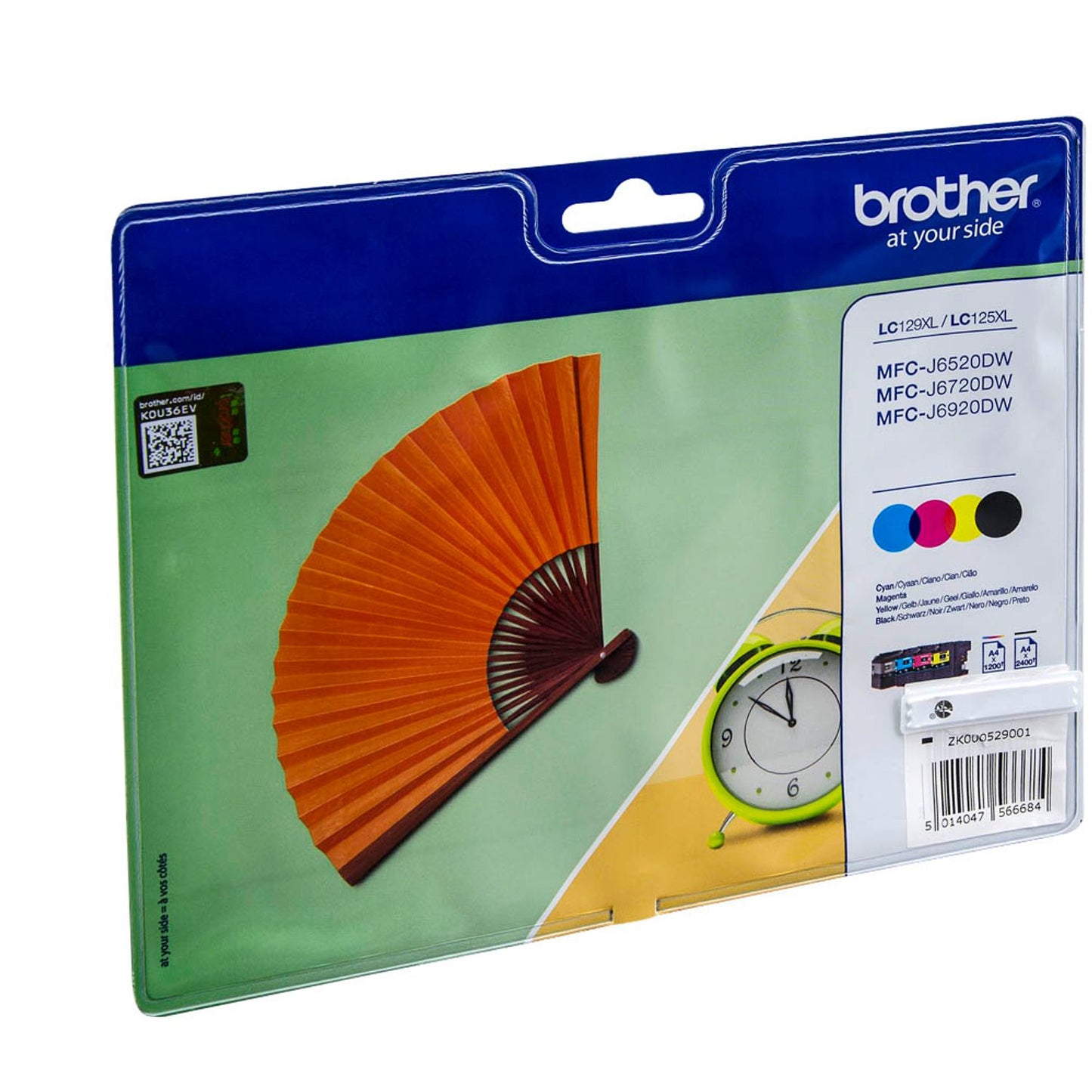 brother LC-129XLBK/C/M/Y schwarz, cyan, magenta, gelb Druckerpatronen, 4er-Set | LC129XLVALBP | 1 Pack = 4 St.