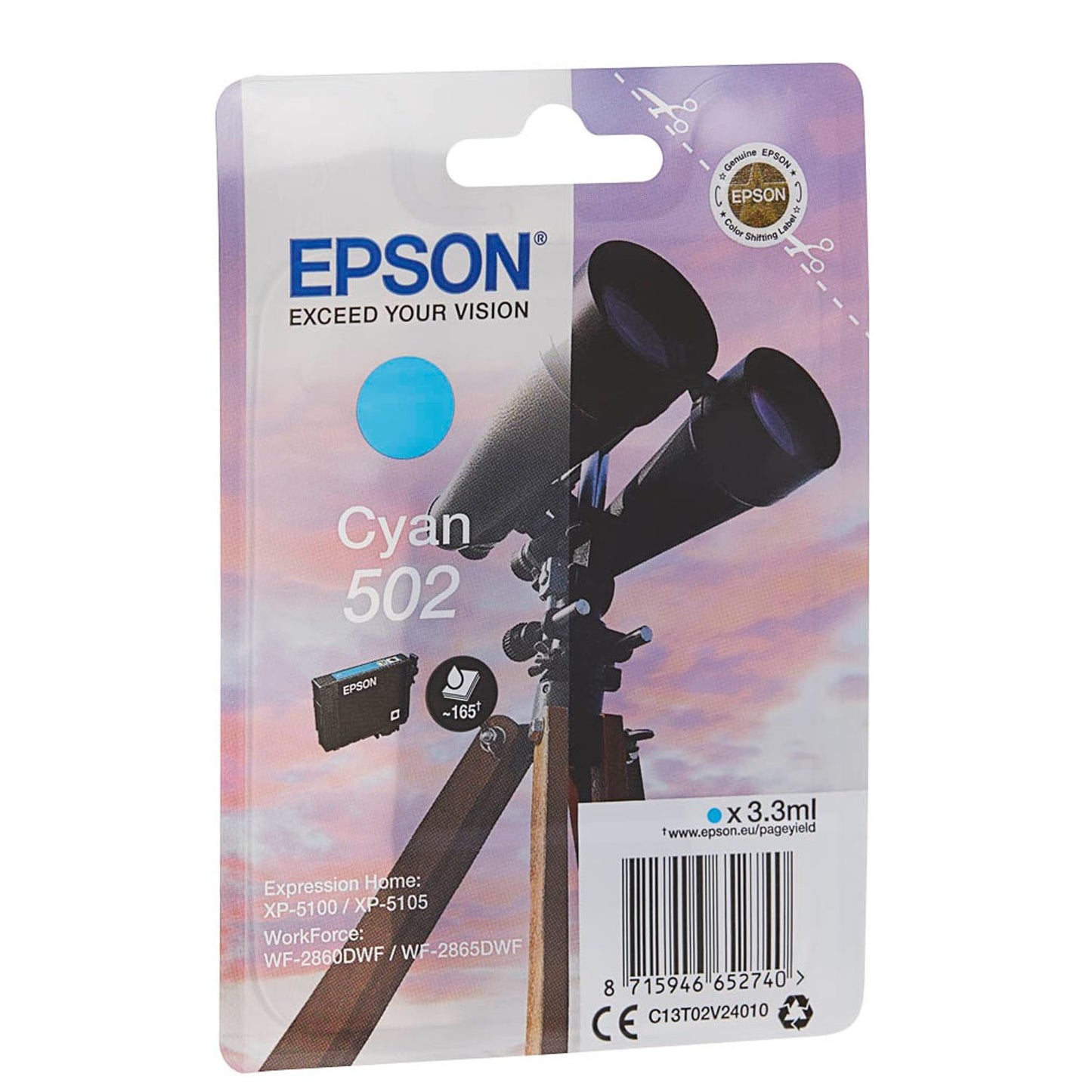 EPSON 502/T02V24 cyan Druckerpatrone | C13T02V24010