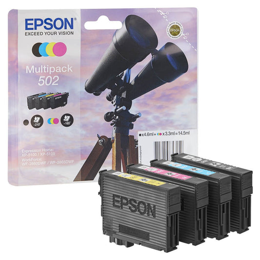 EPSON 502/T02V64 schwarz, cyan, magenta, gelb Druckerpatronen, 4er-Set | C13T02V64010 | 1 Pack = 4 St.