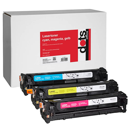 dots cyan, magenta, gelb Toner kompatibel zu HP 131A; Canon 731(U0SL1AM; 6271B002/6270B002/6269B002), 3er-Set | 1236,0030-DOTS | 1 Pack = 3 St.