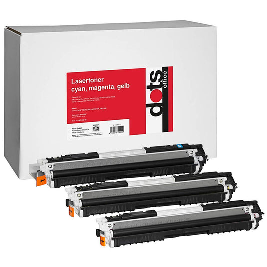 dots cyan, magenta, gelb Toner kompatibel zu HP 3x 126A (CF341A), 3er-Set | 1226,0030-DOTS | 1 Pack = 3 St.