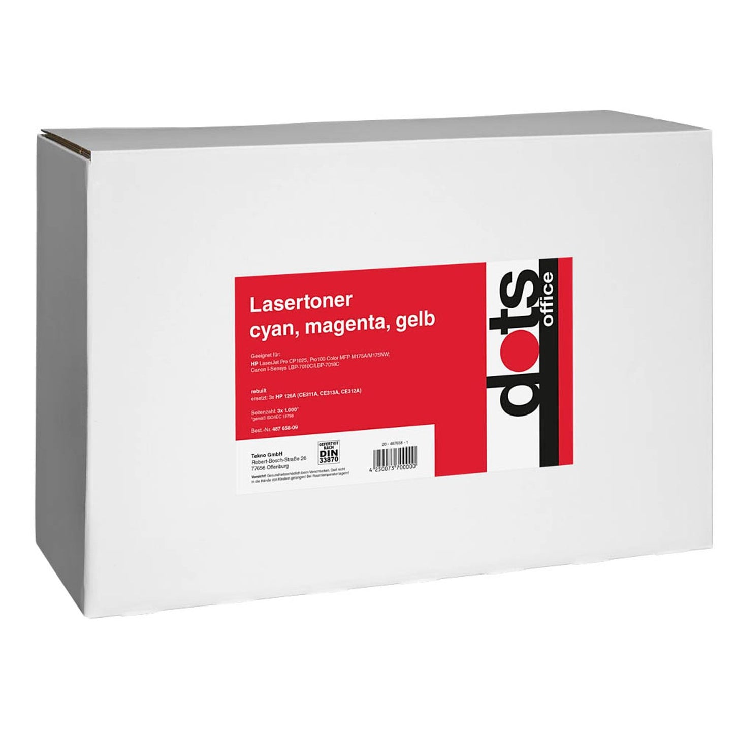 dots cyan, magenta, gelb Toner kompatibel zu HP 3x 126A (CF341A), 3er-Set | 1226,0030-DOTS | 1 Pack = 3 St.