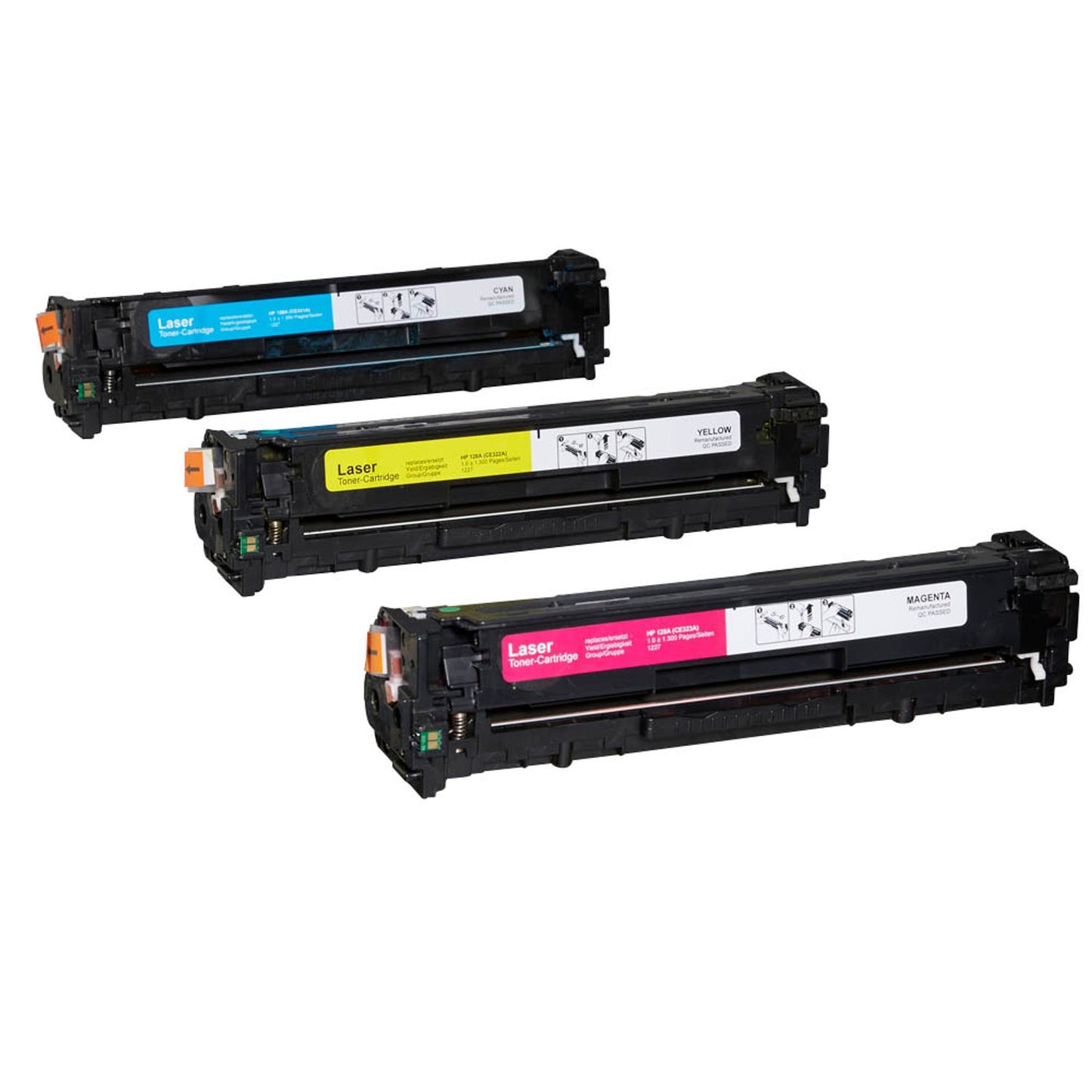 dots cyan, magenta, gelb Toner kompatibel zu HP 128A (CF371AM), 3er-Set | 1227,0030-DOTS | 1 Pack = 3 St.