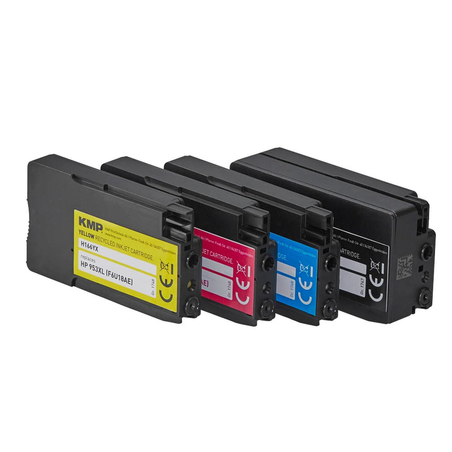 KMP H166VX schwarz, cyan, magenta, gelb Druckerpatronen kompatibel zu HP 953XL (3HZ52AE), 4er-Set | 1747,4005 | 1 Pack = 4 St.