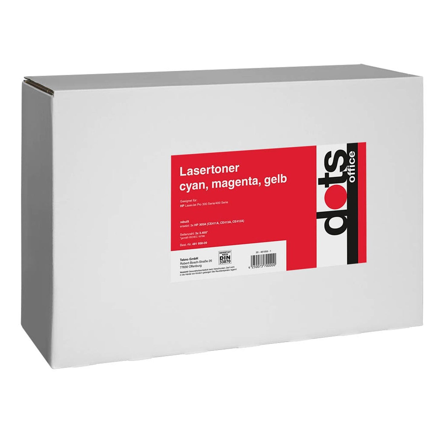 dots cyan, magenta, gelb Toner kompatibel zu HP 3x 305A (CF370AM), 3er-Set | 1233,0030-DOTS | 1 Pack = 3 St.