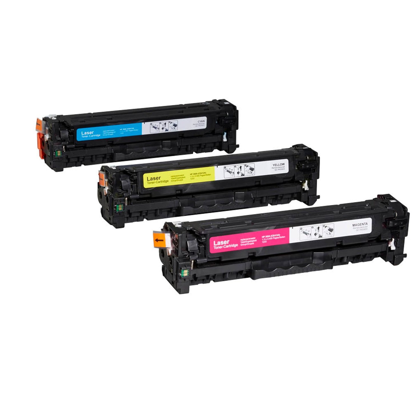 dots cyan, magenta, gelb Toner kompatibel zu HP 3x 305A (CF370AM), 3er-Set | 1233,0030-DOTS | 1 Pack = 3 St.