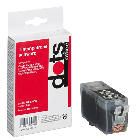 dots schwarz Druckerpatrone kompatibel zu Canon PGI-520 BK | 1508,0001-DOTS