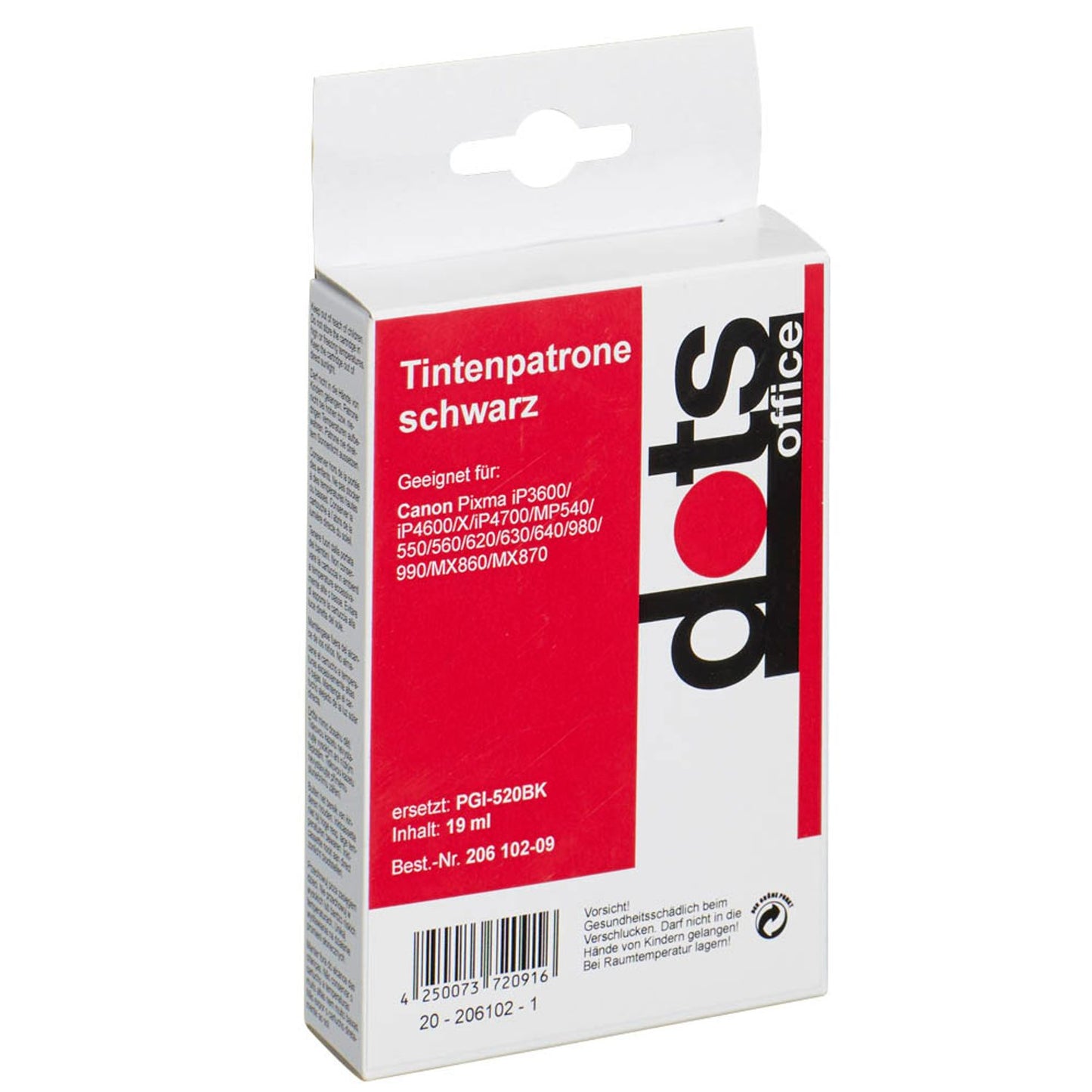 dots schwarz Druckerpatrone kompatibel zu Canon PGI-520 BK | 1508,0001-DOTS
