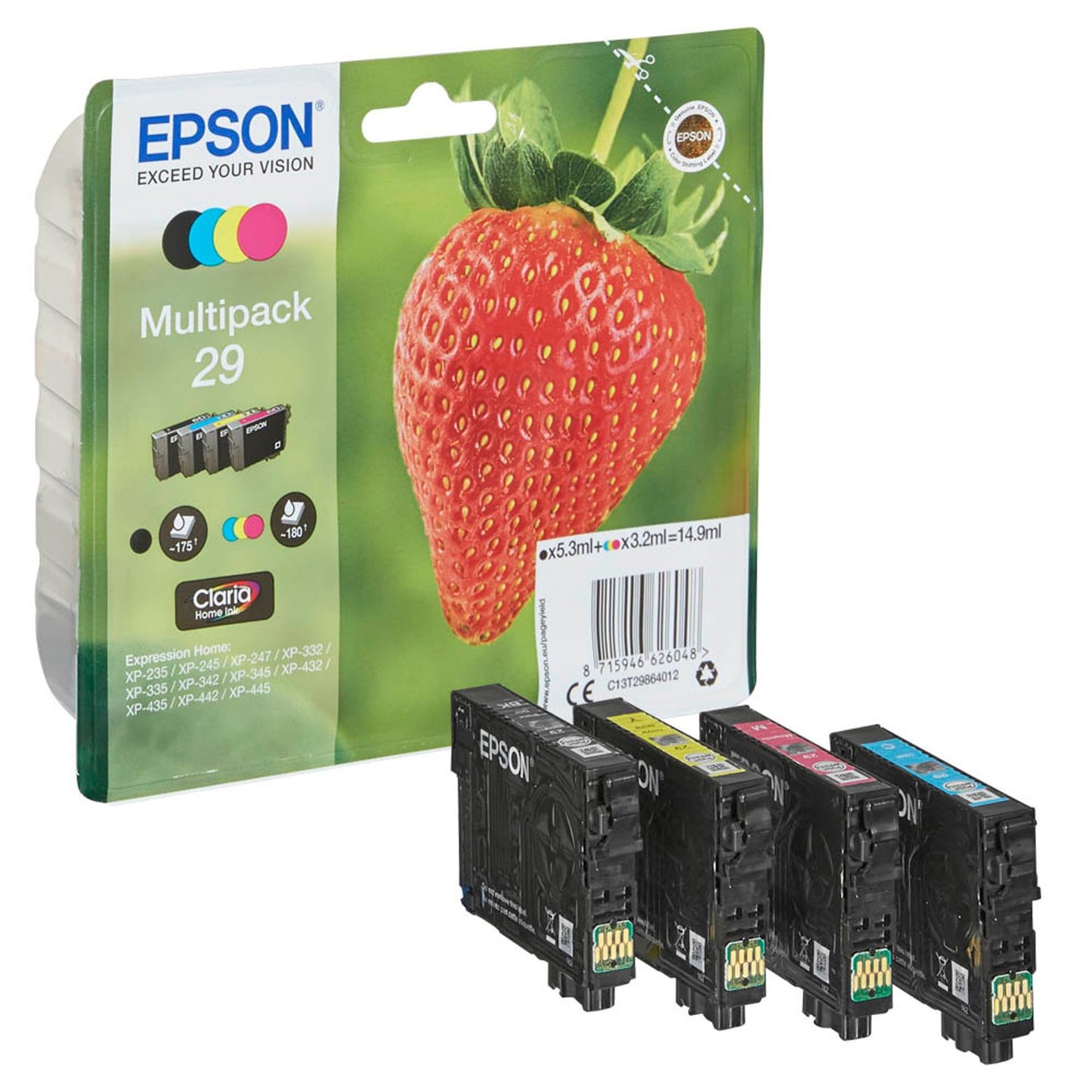 EPSON 29 / T2986 schwarz, cyan, magenta, gelb Druckerpatronen, 4er-Set | C13T29864012 | 1 Pack = 4 St.