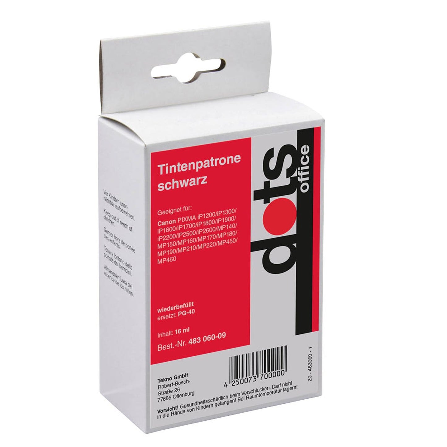 dots schwarz Druckerpatrone kompatibel zu Canon PG-40 | 1500,4001-DOTS