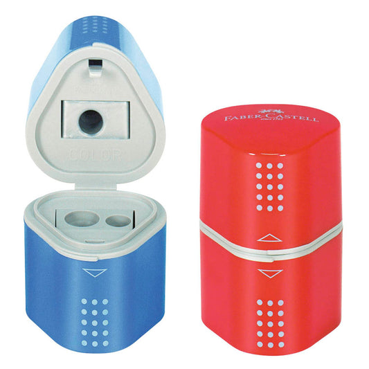 FABER-CASTELL Dosenspitzer dreifach GRIP 2001 farbsortiert | 183801
