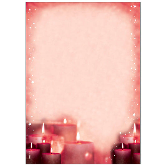 SIGEL Weihnachtsbriefpapier Red Candlelight Motiv DIN A4 90 g/qm | DP138 | 1 Pack = 100 Blatt