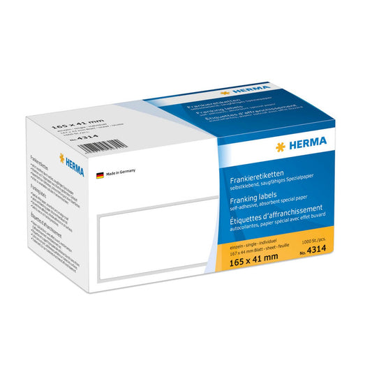 HERMA Frankieretiketten weiß 164,0 x 41,0 mm | 4314 | 1 Pack = 1.000 Etiketten