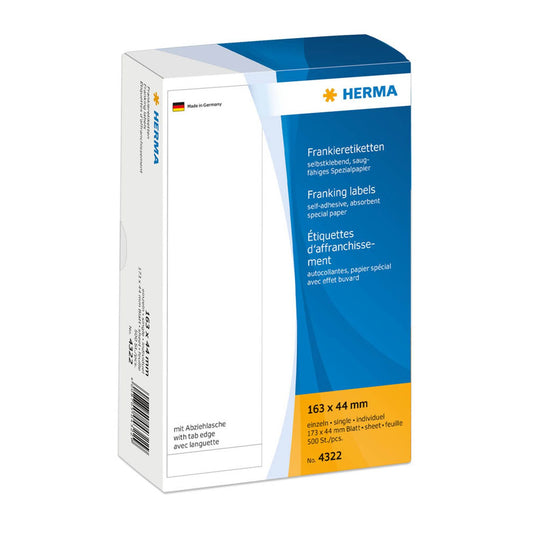 HERMA Frankieretiketten weiß 163,0 x 44,0 mm | 4322 | 1 Pack = 500 Etiketten