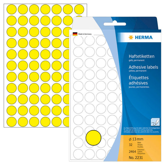 HERMA Klebepunkte gelb Ø 13,0 mm | 2231 | 1 Pack = 2.464 St.