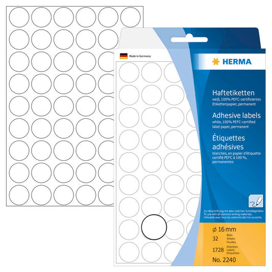 HERMA Klebepunkte weiß Ø 16,0 mm | 2240 | 1 Pack = 1.728 St.