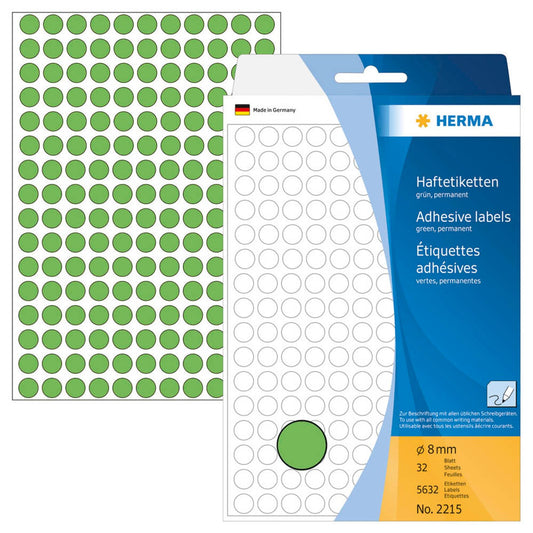 HERMA Klebepunkte grün Ø 8,0 mm | 2215 | 1 Pack = 5.632 St.