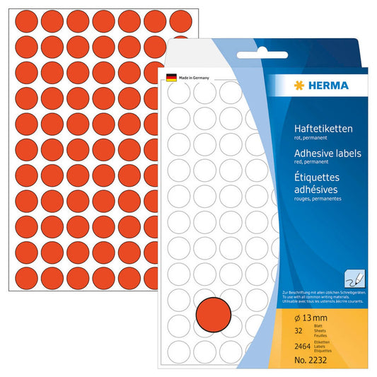 HERMA Klebepunkte rot Ø 13,0 mm | 2232 | 1 Pack = 2.464 St.