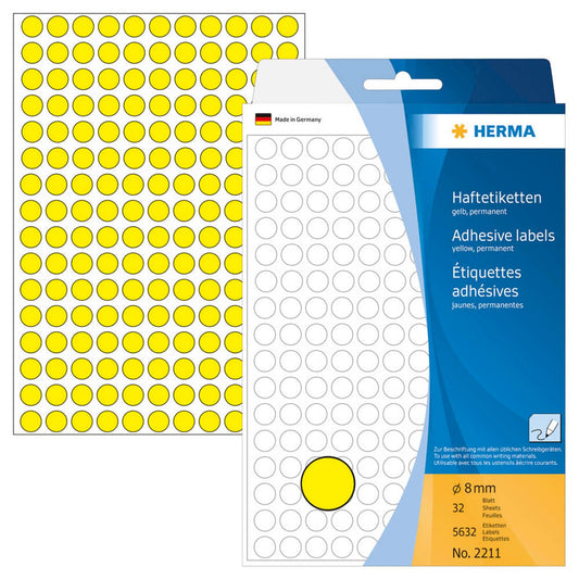 HERMA Klebepunkte gelb Ø 8,0 mm | 2211 | 1 Pack = 5.632 St.
