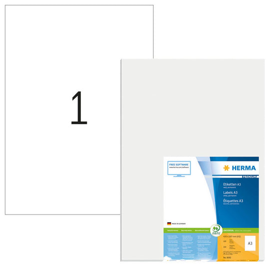 HERMA Etiketten weiß 297,0 x 420,0 mm | 8692 | 1 Pack = 100 Blatt