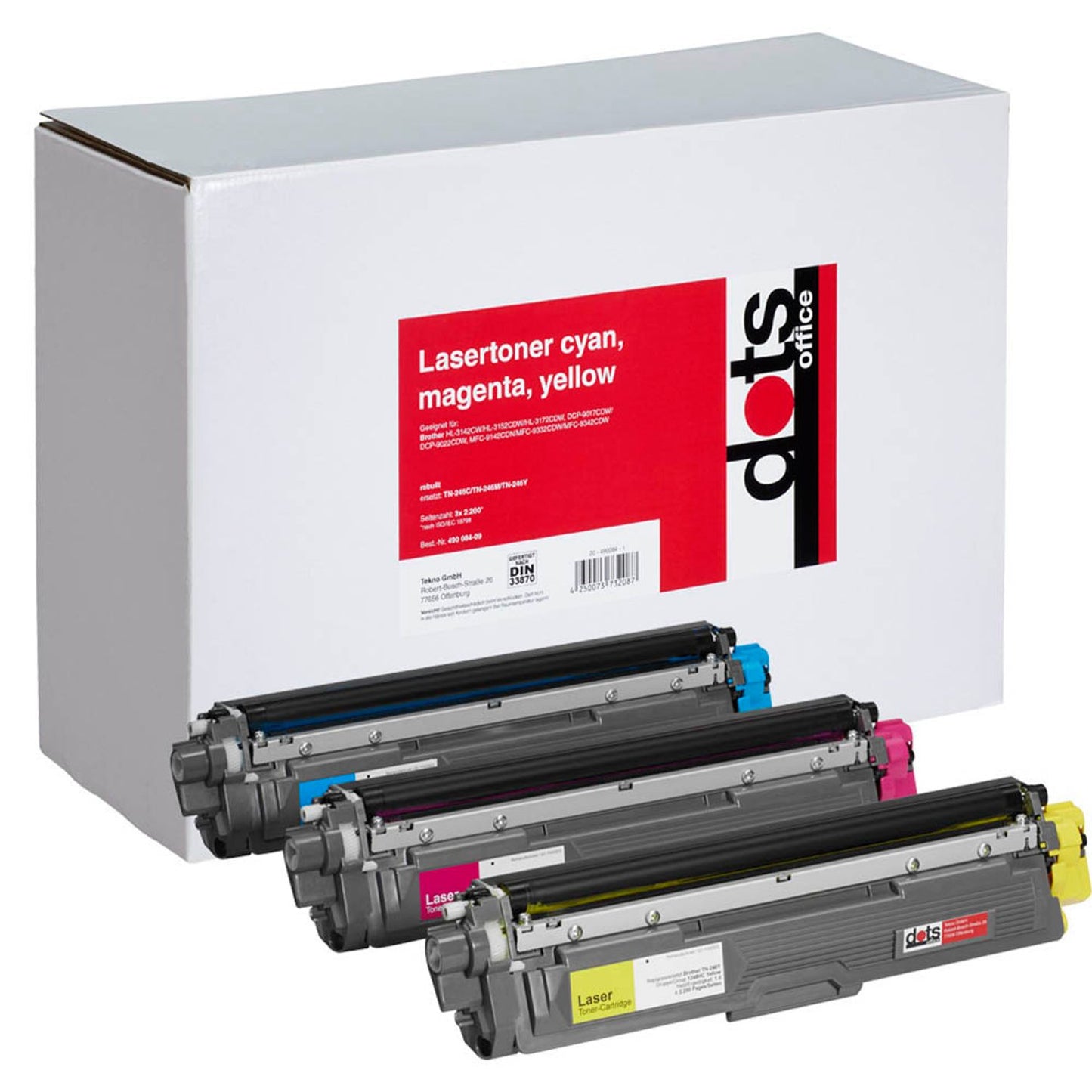 dots cyan, magenta, gelb Toner kompatibel zu brother TN-246C/M/Y, 3er-Set | 1248,3030-DOTS | 1 Pack = 3 St.