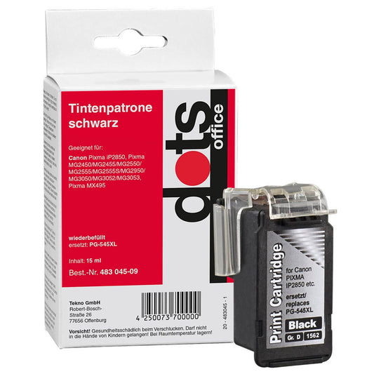 dots schwarz Druckerpatrone kompatibel zu Canon PG-545XL | 1562,4001-DOTS
