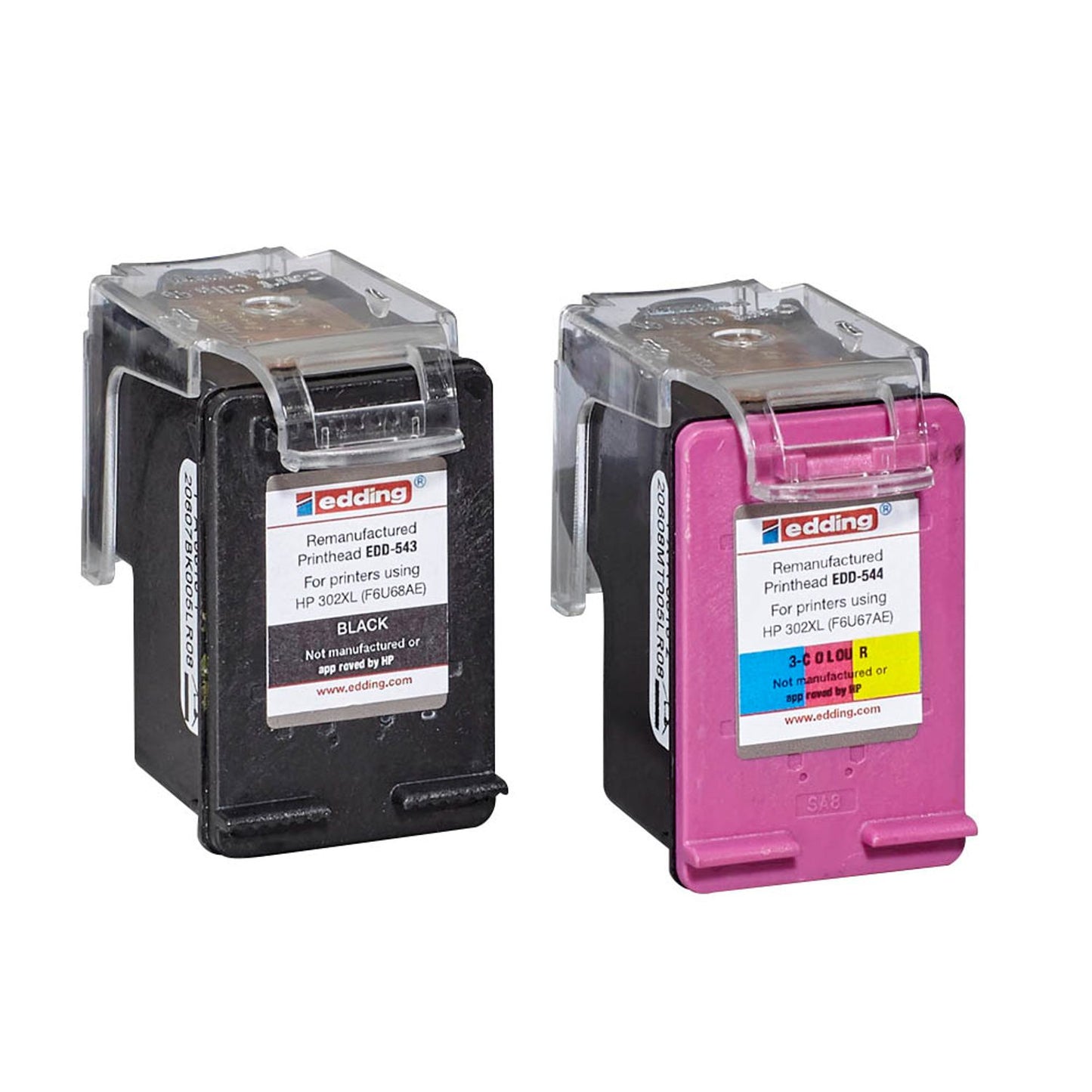 edding EDD-545 schwarz, color Druckerpatronen kompatibel zu HP 302XL (F6U67AE), 2er-Set | 18-545 | 1 Pack = 2 St.