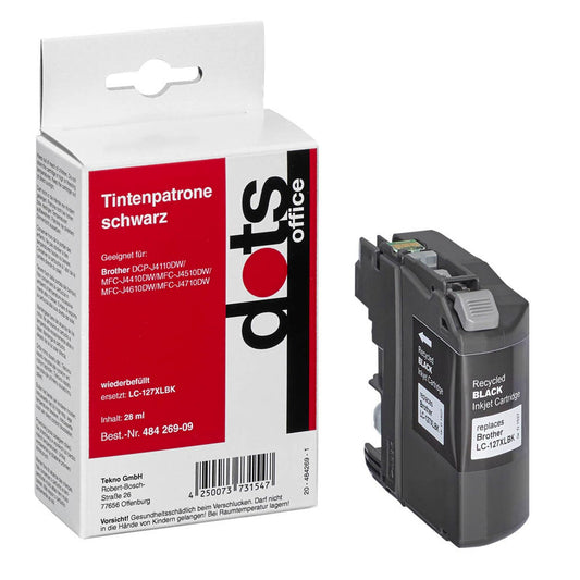 dots schwarz Druckerpatrone kompatibel zu brother LC-127XLBK | 1527,4001-DOTS