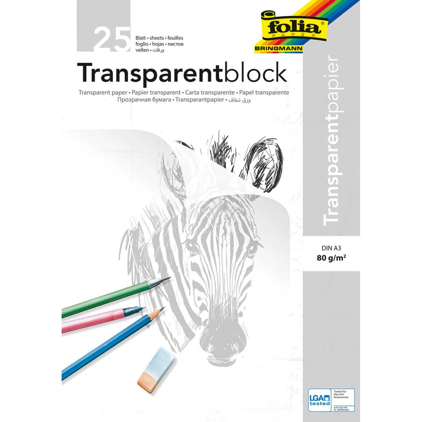 folia Transparentpapier 80 g/qm | 8050/25 | 1 Block = 25 Blatt