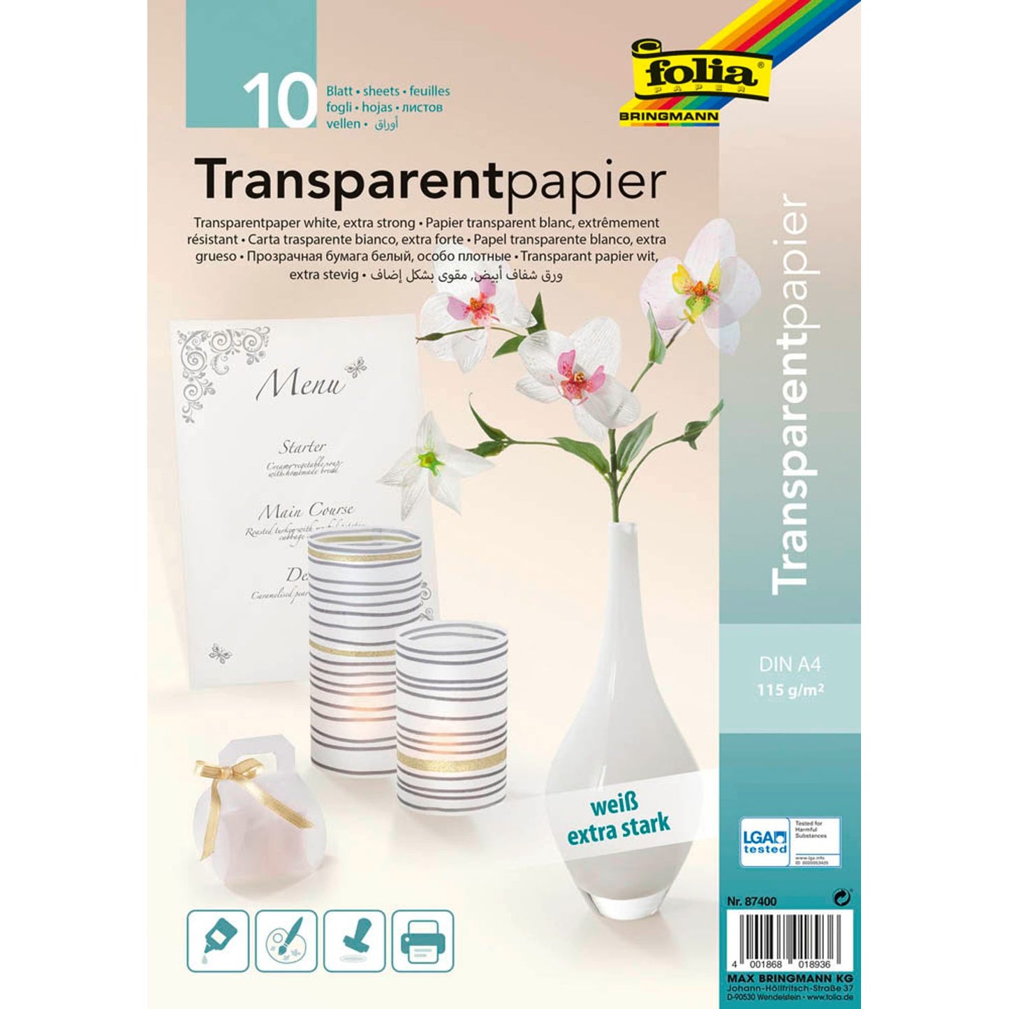 folia Transparentpapier 115 g/qm | 87409 | 1 Pack = 10 Blatt