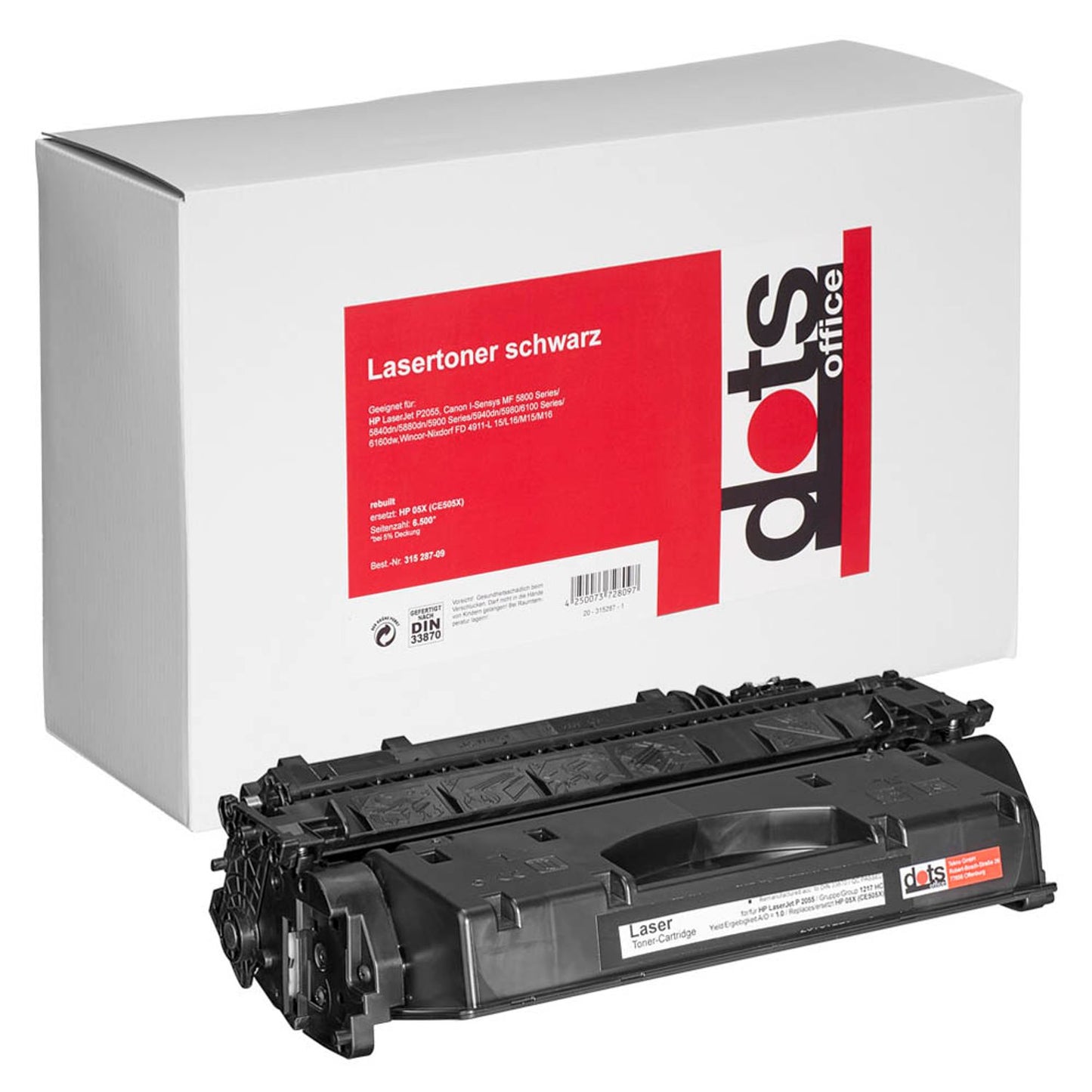 dots schwarz Toner kompatibel zu HP 05X (CE505X) | 1217,8300-DOTS