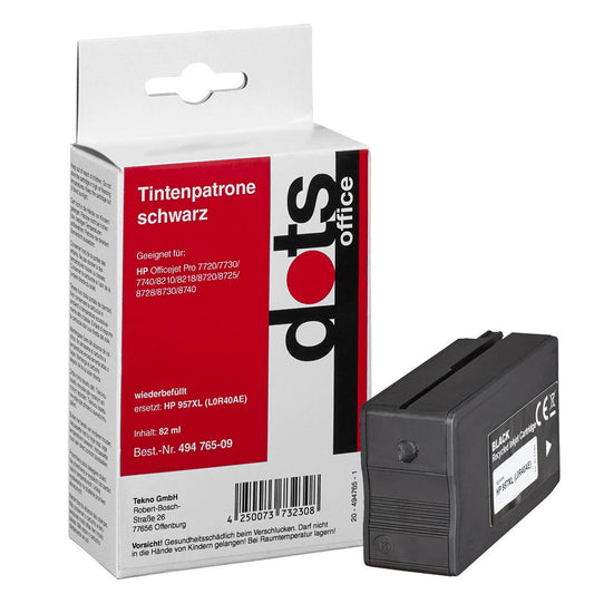 dots schwarz Druckerpatrone kompatibel zu HP 957XL (L0R40AE) | 1749,4001-DOTS