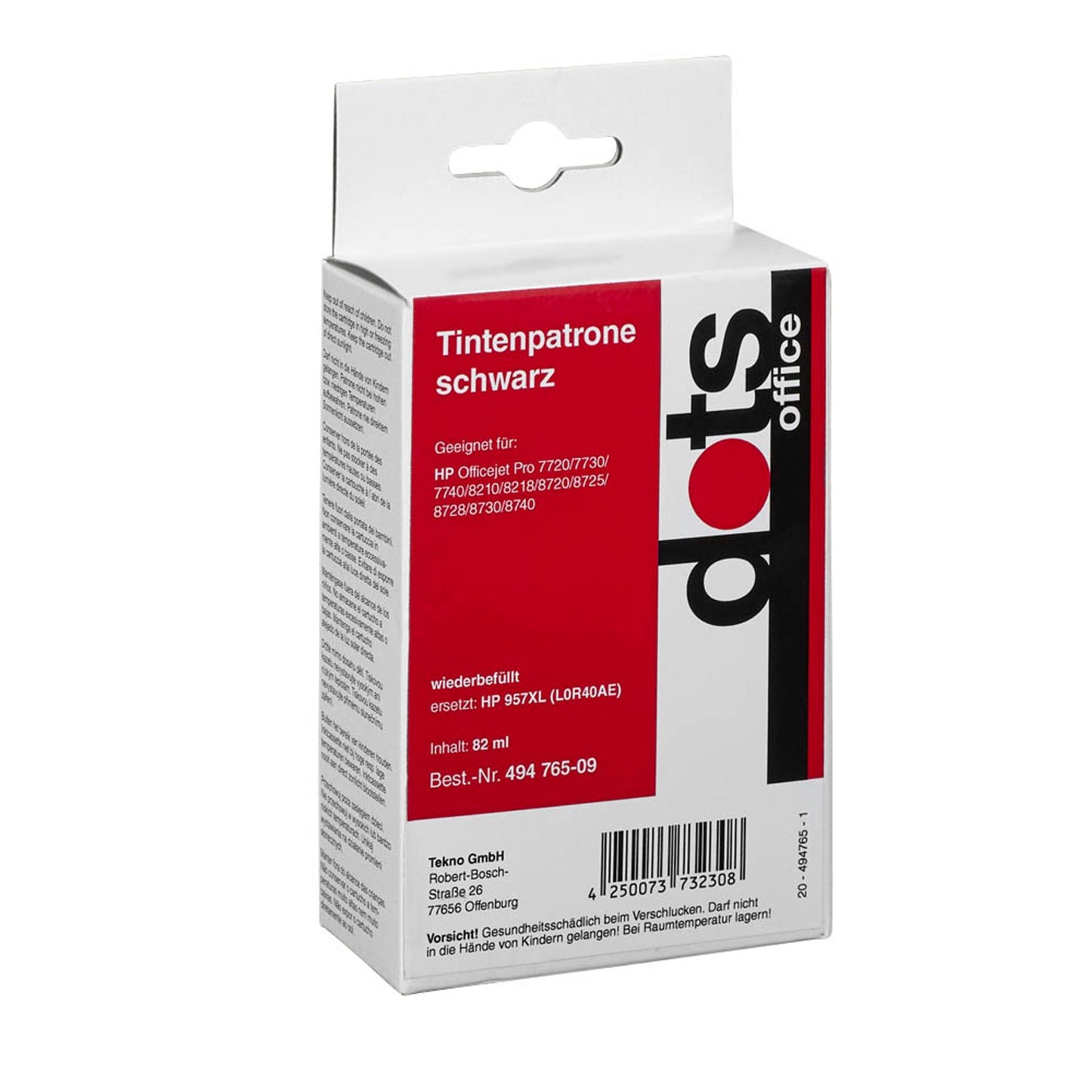 dots schwarz Druckerpatrone kompatibel zu HP 957XL (L0R40AE) | 1749,4001-DOTS