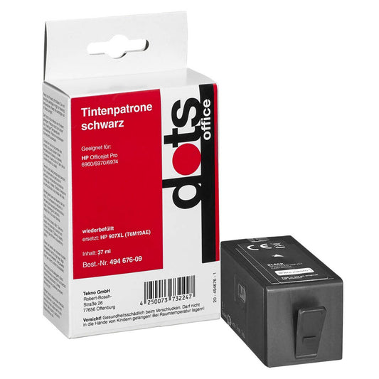 dots schwarz Druckerpatrone kompatibel zu HP 907XL (T6M19AE) | 1758,4001-DOTS