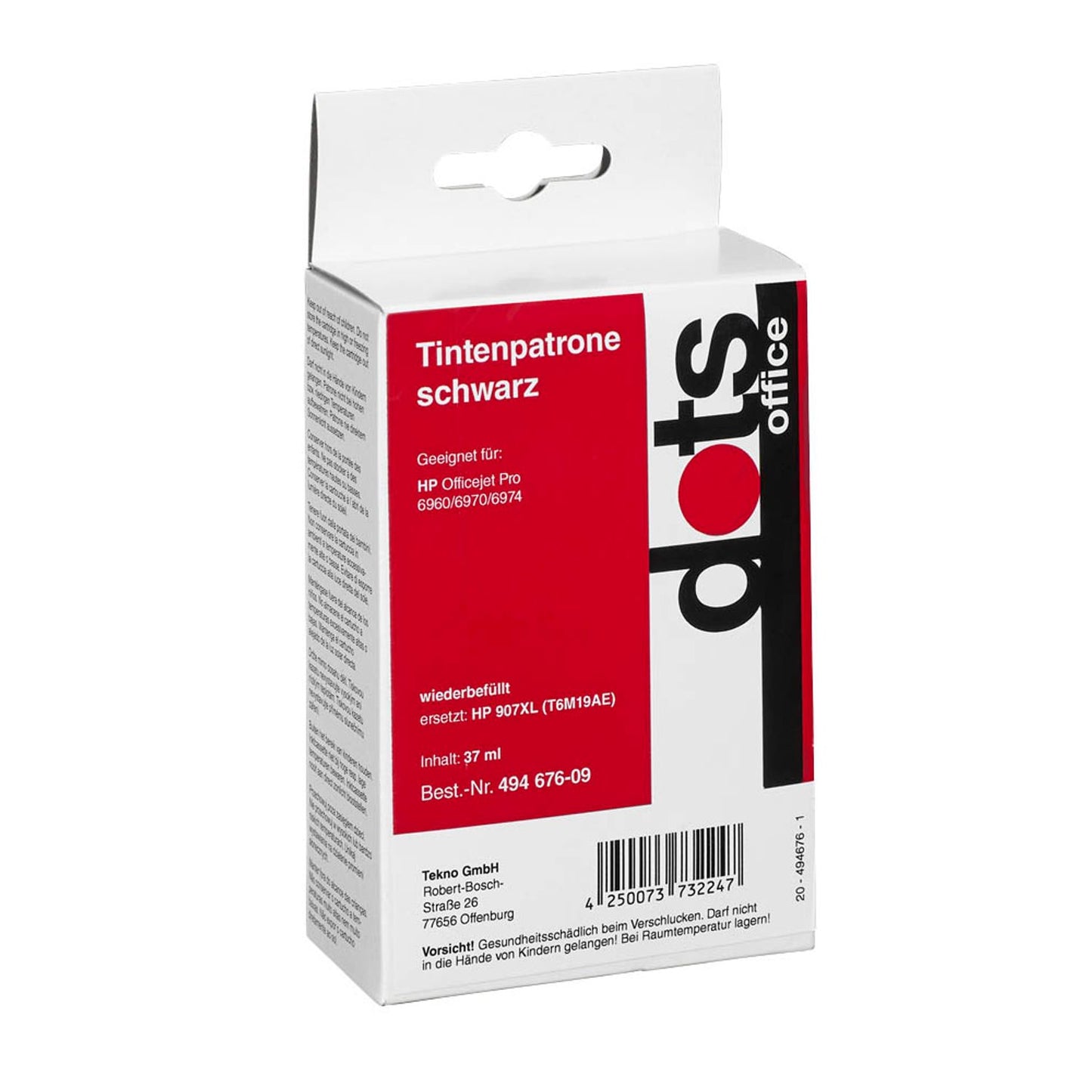 dots schwarz Druckerpatrone kompatibel zu HP 907XL (T6M19AE) | 1758,4001-DOTS