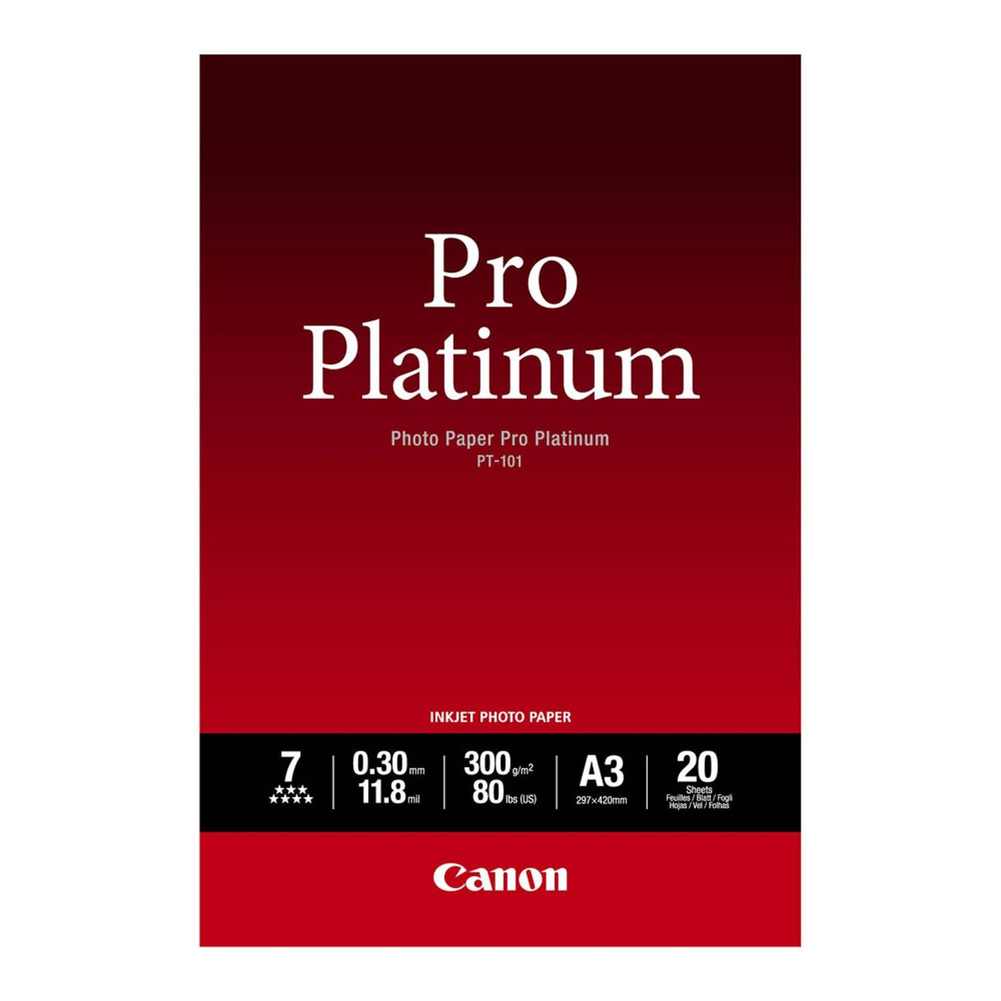 Canon Fotopapier PT-101 DIN A3 glänzend 300 g/qm | 2768B017 | 1 Pack = 20 Blatt